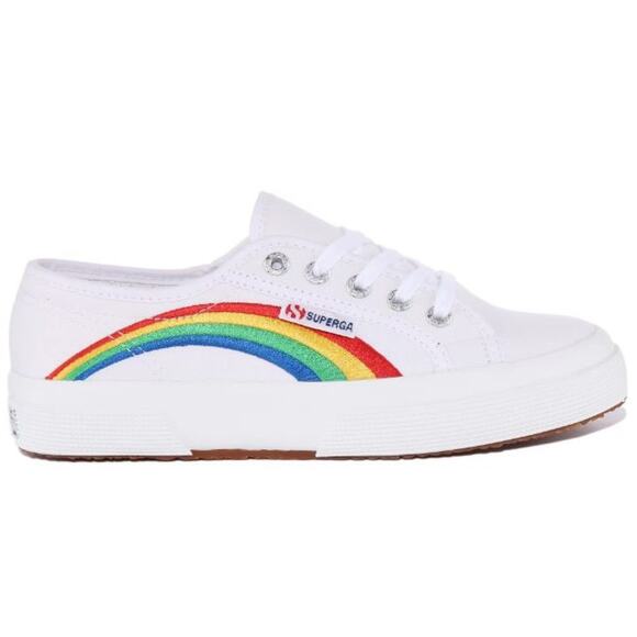 Superga Rainbow Embroidery Trainers White Size 9 W/7.5M - Picture 2 of 8